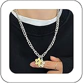 Xduargs Boho Flower Pendant Necklace Silver Double Flower Choker Necklace Vintage Hollow Flower Necklace Adjustable Flower Petal Chain Necklace Jewelry for Women