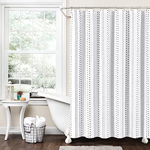 Lush Decor Hygge Stripe Shower Curtain, 72" x 72", Black & White - Used condition - CA$49.73