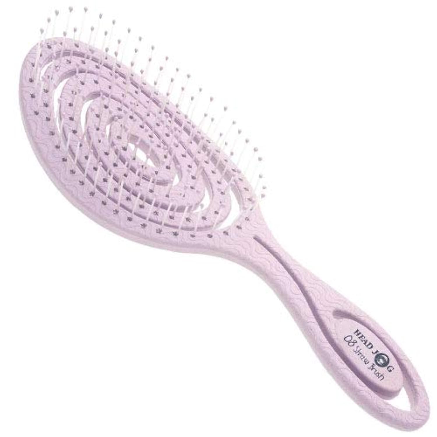 Head Jog 08 Paddle Brush with Flexible Soft Pin Bristles – Gentle Brushing Straw Brush, Detangling for Wet or Dry Hair – Suitable for Straight, Curly and Wavy Hair Types (Original Collection Heather)