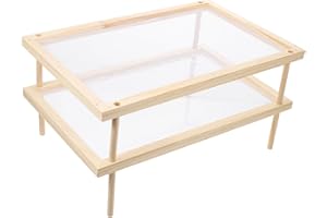 LOORGVEL Double-Layer Pasta Drying Rack Wooden Noodle Holder Fruit Drying Rack Kitchen Storage for Home Use