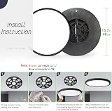 LightingWill 15.7in LED Flush Mount Ceiling Light 3800lm 5000K Black Round view 4