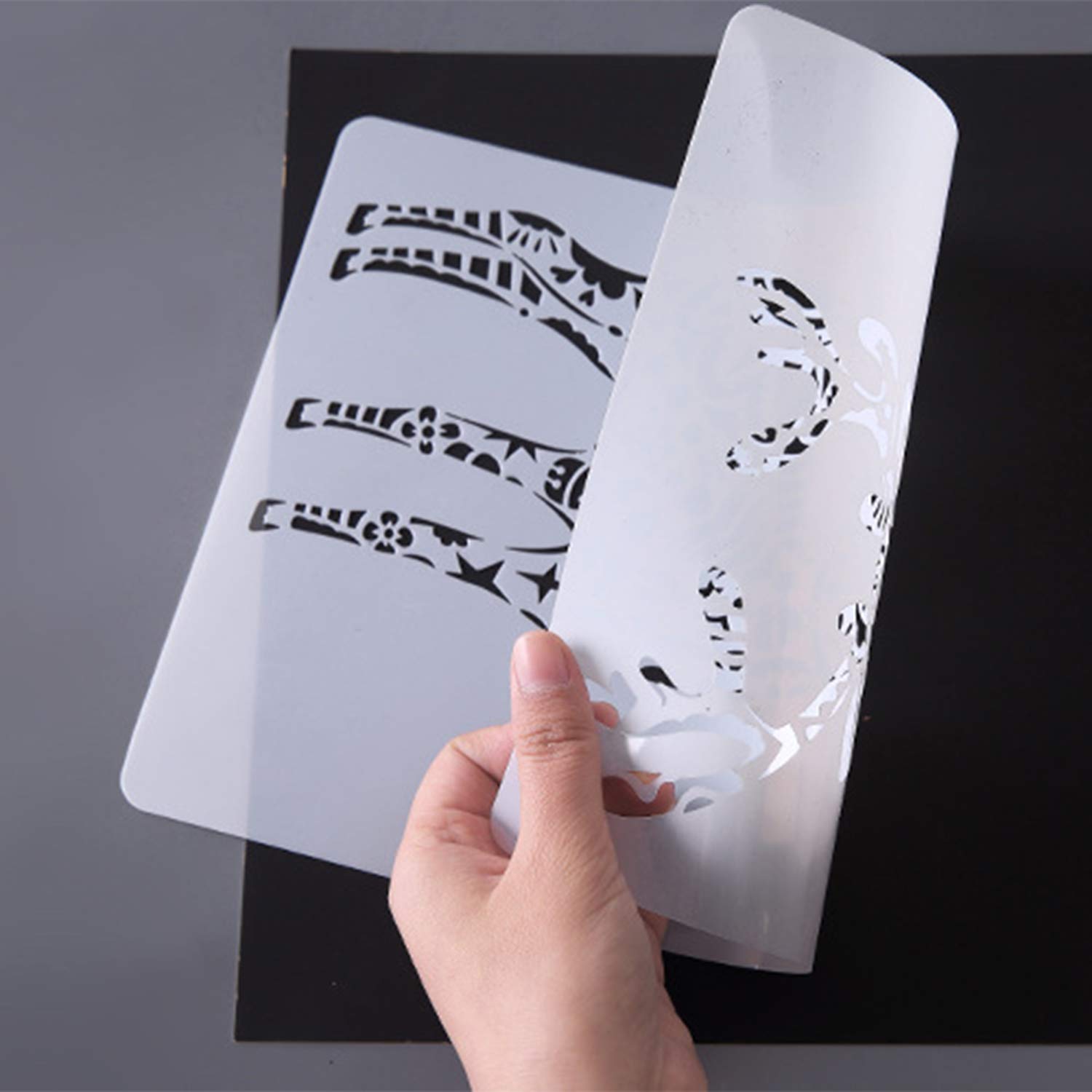 6 Pieces Animal Stencils Kids Craft Stencil Plastic Reusable Painting Stencils for DIY Kids Art Craft Project with 10 Sheets Rainbow Scratch Paper