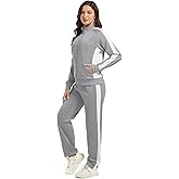wiebdncj Women's Full Zip-Up Tracksuit Set Long Sleeve Casual Jogging Suits Workout Gym 2 Piece Outfits with Pockets