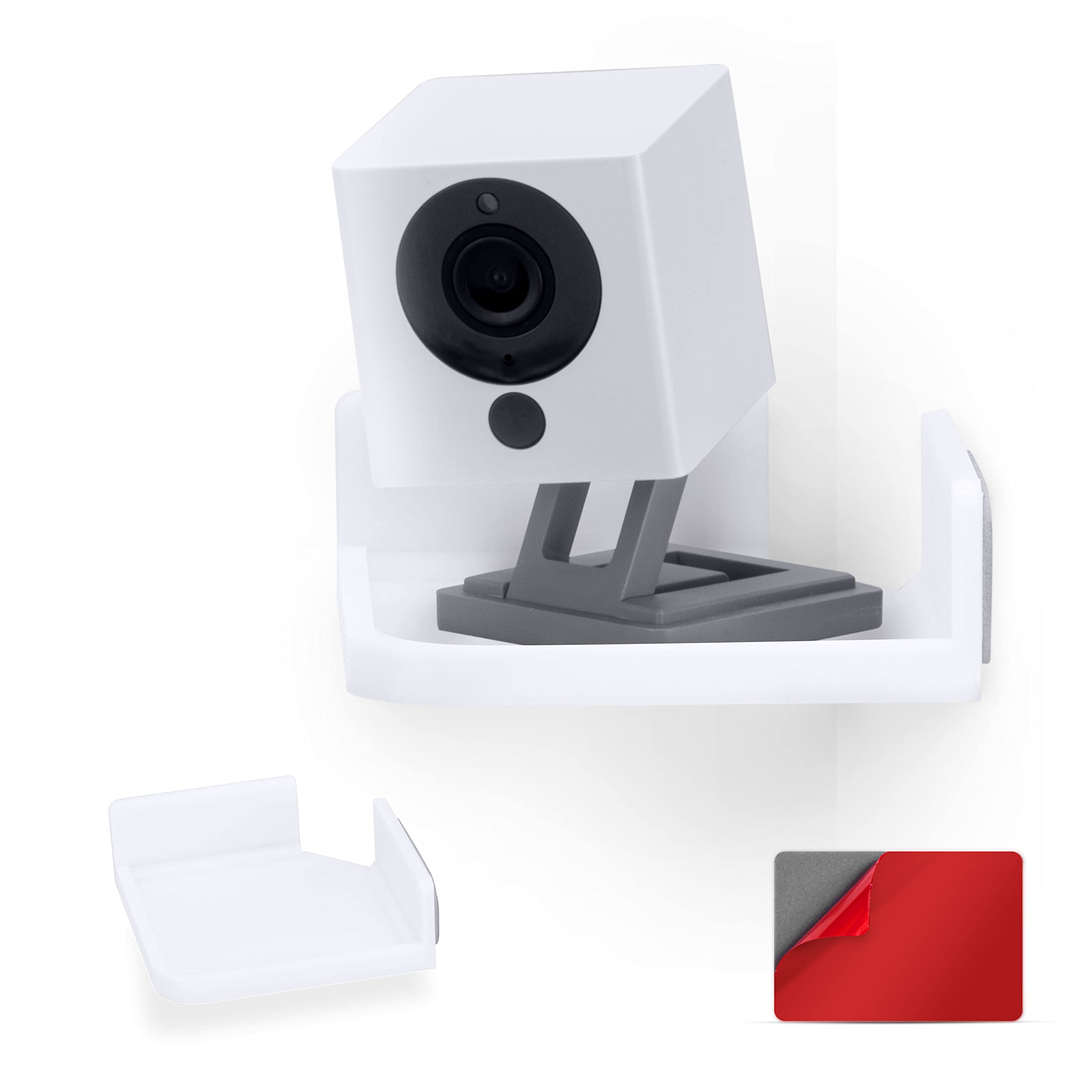 Mini Corner Shelf Mount for Security Cameras, Baby Monitors, Speakers, Plants & More, Universal Holder, Strong Adheasive, Easy to Install, No Mess, Screwless by Brainwavz (White)