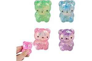 4Pcs Bear Squishies Stress Ball, Slow Rising Stress Relief Toy, Soft Squeeze Toys for High Stress People, Flexible Fidget Toy