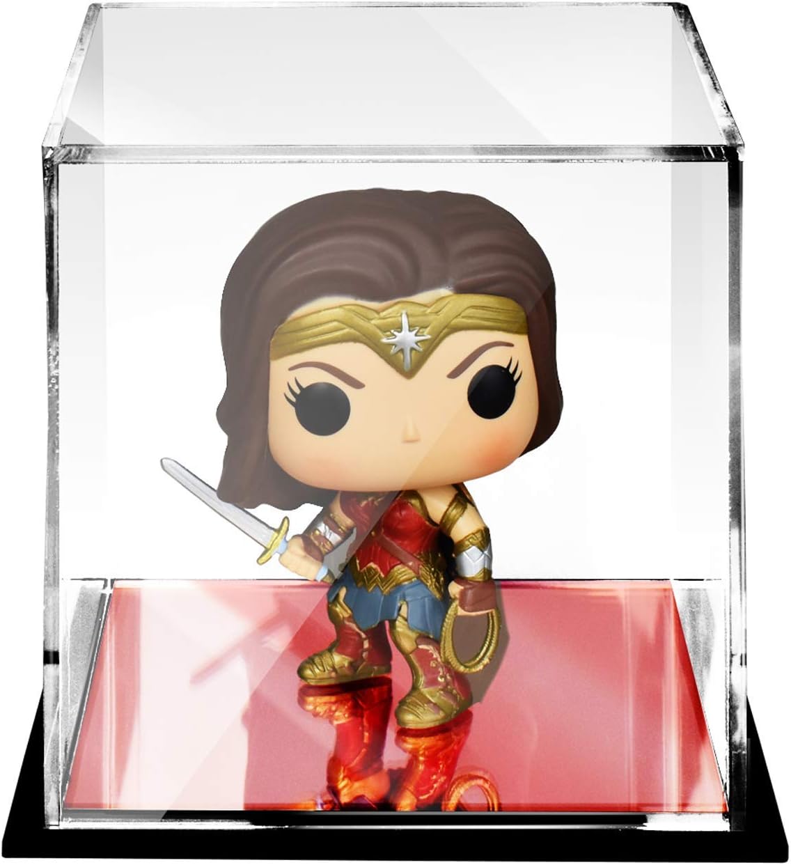 Ikee Design Clear Acrylic Display Case with Rose Gold Mirrored Base Memorabilia Display Case Mirrored Base Display Box Cube Display Case Display Cabinet Dust Cover, 5 1/2" W x 5 1/2" D x 5 1/8" H : Sports & Outdoors