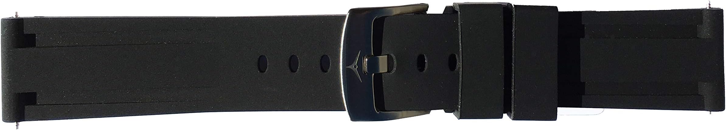 24mm Premium Mens Watch Silicone Strap Band with Brushed Gunmetal Grey Buckle | Swiss Made in Geneva | with Gift Box and Tool