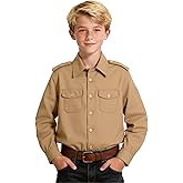 Boys Cowboy Shirt for Toddler Kids Button Down Shirts, Casual Western Tops with Pockets, 2T-18 Years Old