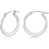 Gacimy Flattened 14K Gold Plated Hoop Earrings for Women, 14K Real Gold Plated Hoops with 925 Sterling Silver Post,Hypoallergenic Lightweight Earring