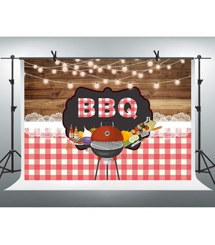 7x5Ft BBQ Baby Shower Backdrop Rustic Wood Red Gingham Picnic Background BBQ Decoration With Sunflower For Party Banner Photo Booth Props