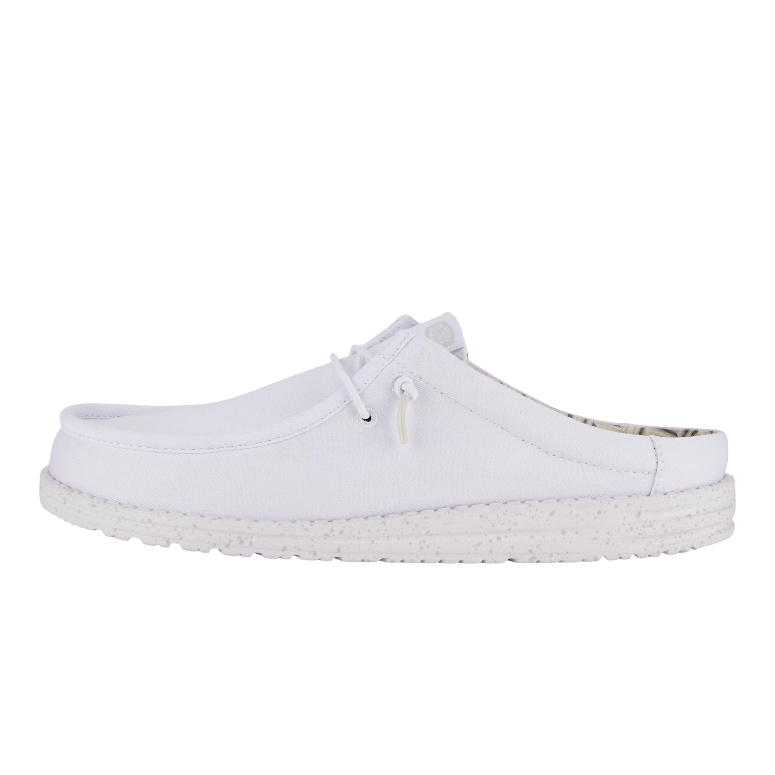 HEYDUDE Men's Wally Slip Stretch Canvas White/White Size 7 | Men's Shoes | Men Slip-on Loafers | Comfortable & Light-Weight Image