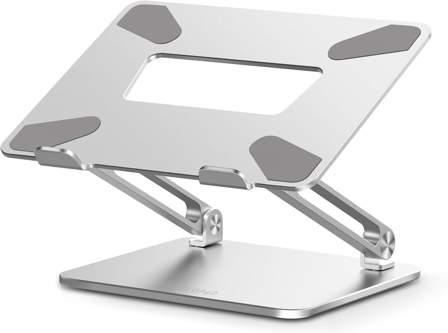 Adjustable Laptop Stand, FLOPAD Ergonomic Standing Desk with Heat-Vent, Laptop Riser with Anti-Slip Silicone, Compatible with 10-17”, MacBook Pro/Air, Dell, HP, Lenovo, and Surface Laptops, (Silver): Electronics