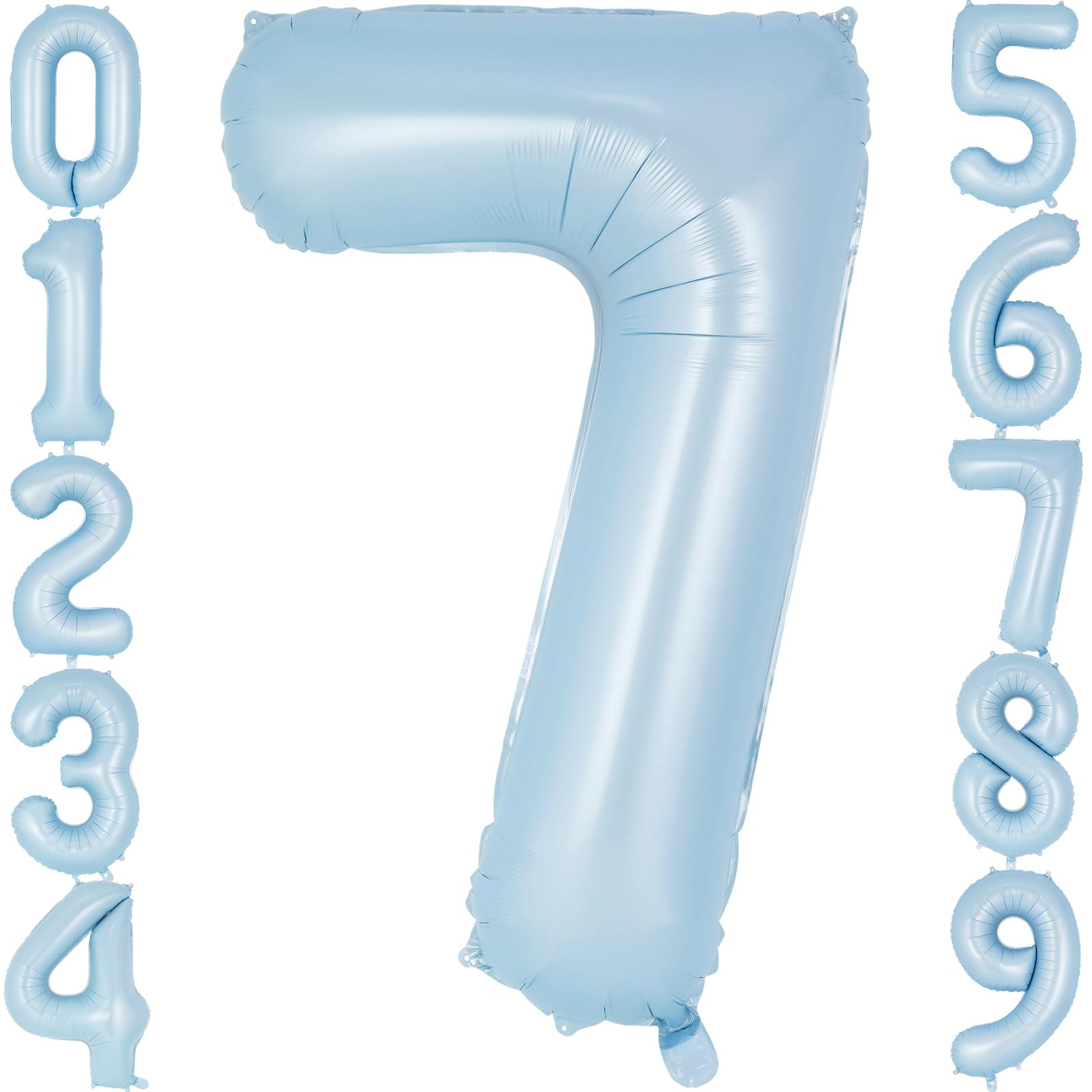 Photo 1 of Light Blue Number 7 Balloon, 40 Inch Big Large Foil Number Balloons, Giant Mylar Number 7 Balloons for 7 Year old Birthday Baby Party Decorations Supplies Anniversary