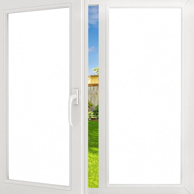 FILMGOO Blackout Window Film Privacy 100% Light Blocking 44.5x200cm White