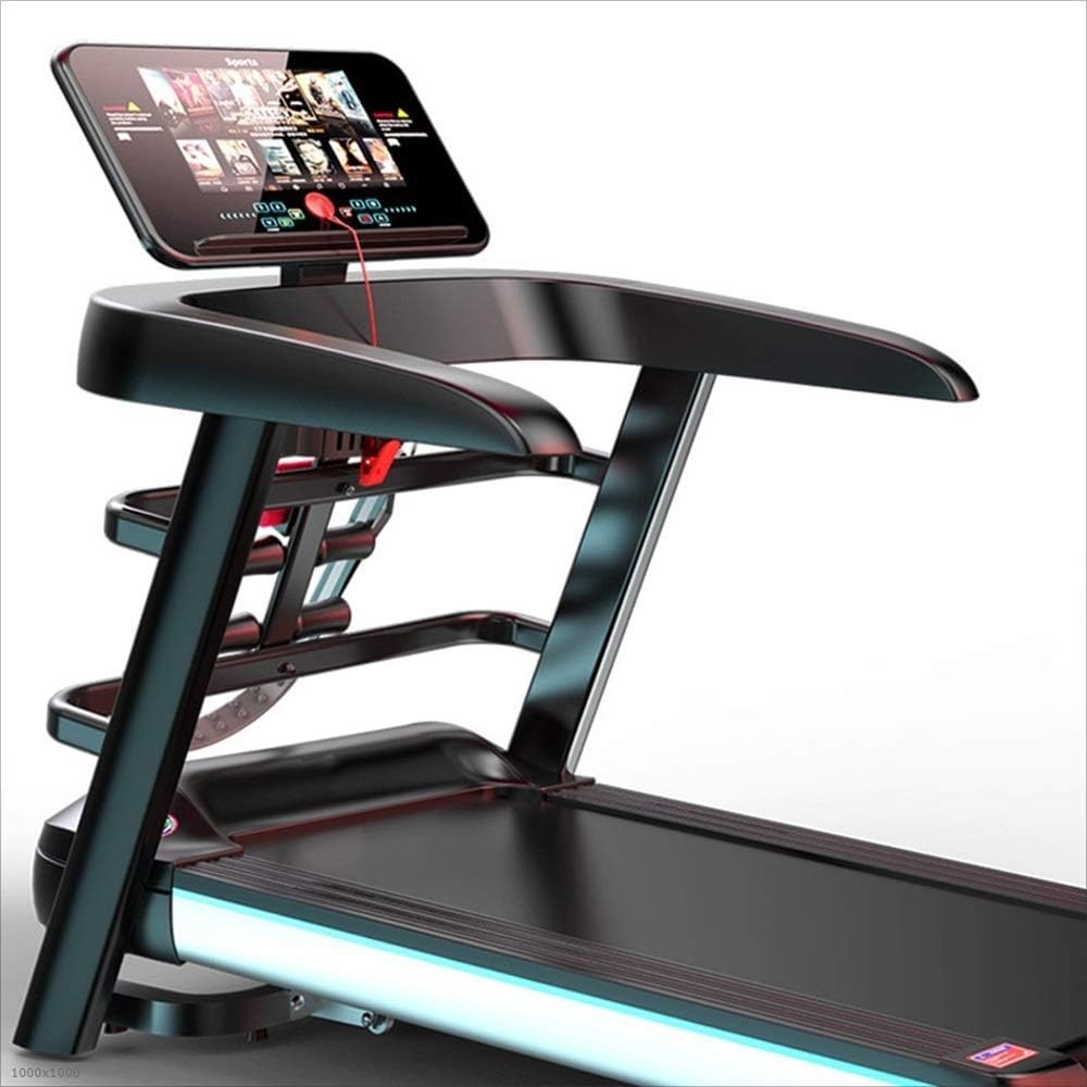 HAOSHUAI Motorised Electric Treadmill Professional Treadmill Video Events Multiplayer APP Via LCD Monitor Smartphone Compatible Treadmill (Color : Black, Size : 138x68x124cm)