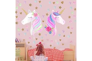 LEISENOR Unicorn Wall Decal, Unicorn Stickers Children's Room Princess Decoration Wall Kids Room Wall Decor Wall Decals Unicorn Posters for Girls Bedroom