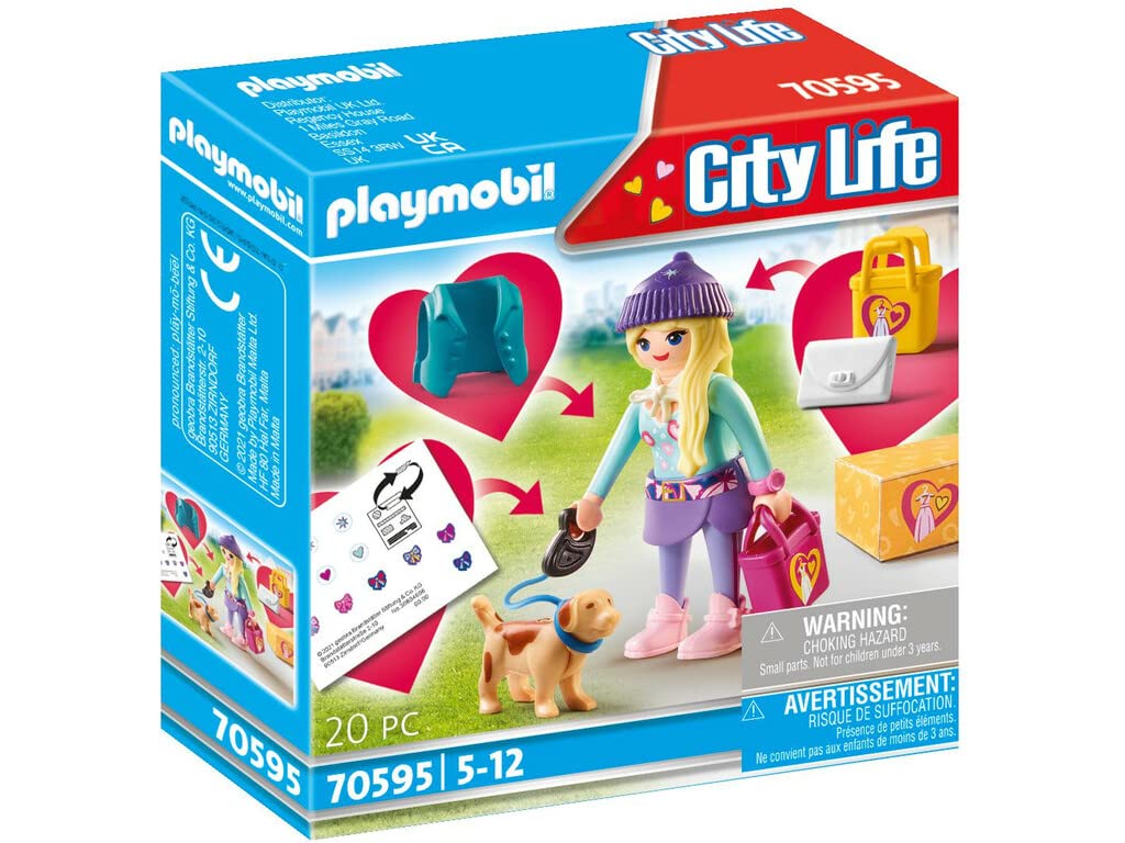 Playmobil 70595 City Life Fashionista with Dog, Fun Imaginative Role-Play, PlaySets Suitable for Children Ages 4+