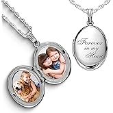 PicturesOnGold.com Sterling Silver & Yellow Gold Filled Oval Forever in My Heart Locket Necklace for Women with 18 Inch Chain