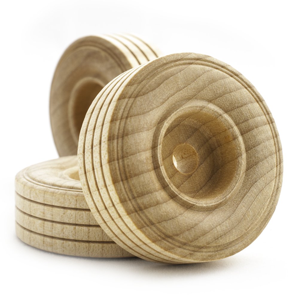 13/4" inch Treaded Wooden Toy Wheel at 5/8" inch thick with a 1/4" inch Hole Bag