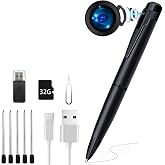 1080P Full HD Portable Pen Camera with One-Click Recording, Body Pen Cam, 32GB SD Card, 2-Hour Battery for Discreet Business Surveillance, Evidence Collection, and Privacy Protection (Carbon Black)