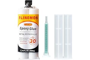 Flinemon Clear Epoxy Glue, Waterproof Epoxy Resin Adhesive, Liquid Welding Heavy Duty, Industrial-Strength Adhesive for Repairing Plastic, Ceramic, Wood, Stone, Metal, Stainless Steel, 1.76 oz