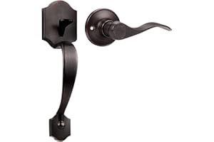 Tinewa Main Entrance Keyless Door Handleset, Passage Front Door Handle with Lever Inside, Low Profile Front Lock Handleset with Halifax Oil Rubbed Bronze Finish, Reversible for Right & Left Sided