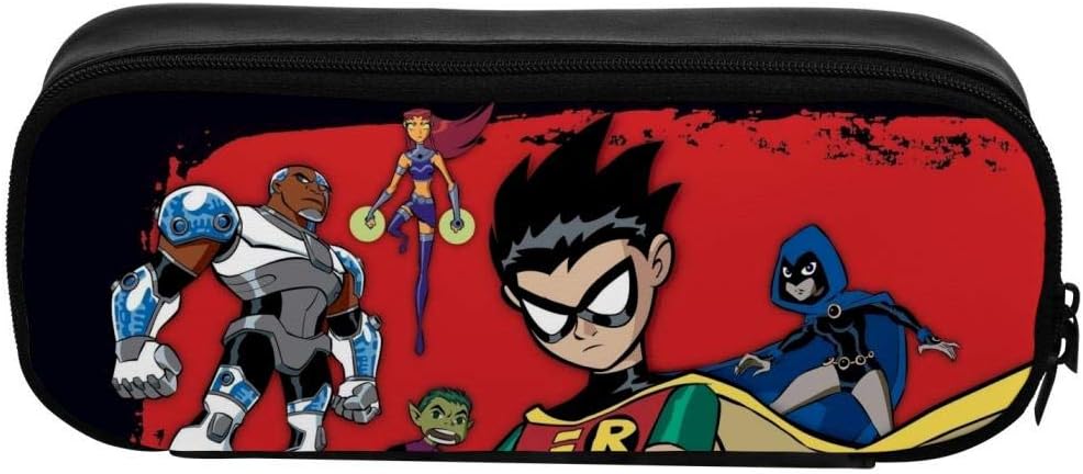 Big Capacity Pen Case Teen Ra_ven Tit-ans Pencil Bag Makeup Pouch Durable Students Stationery with Double Zipper for School Office Supplies