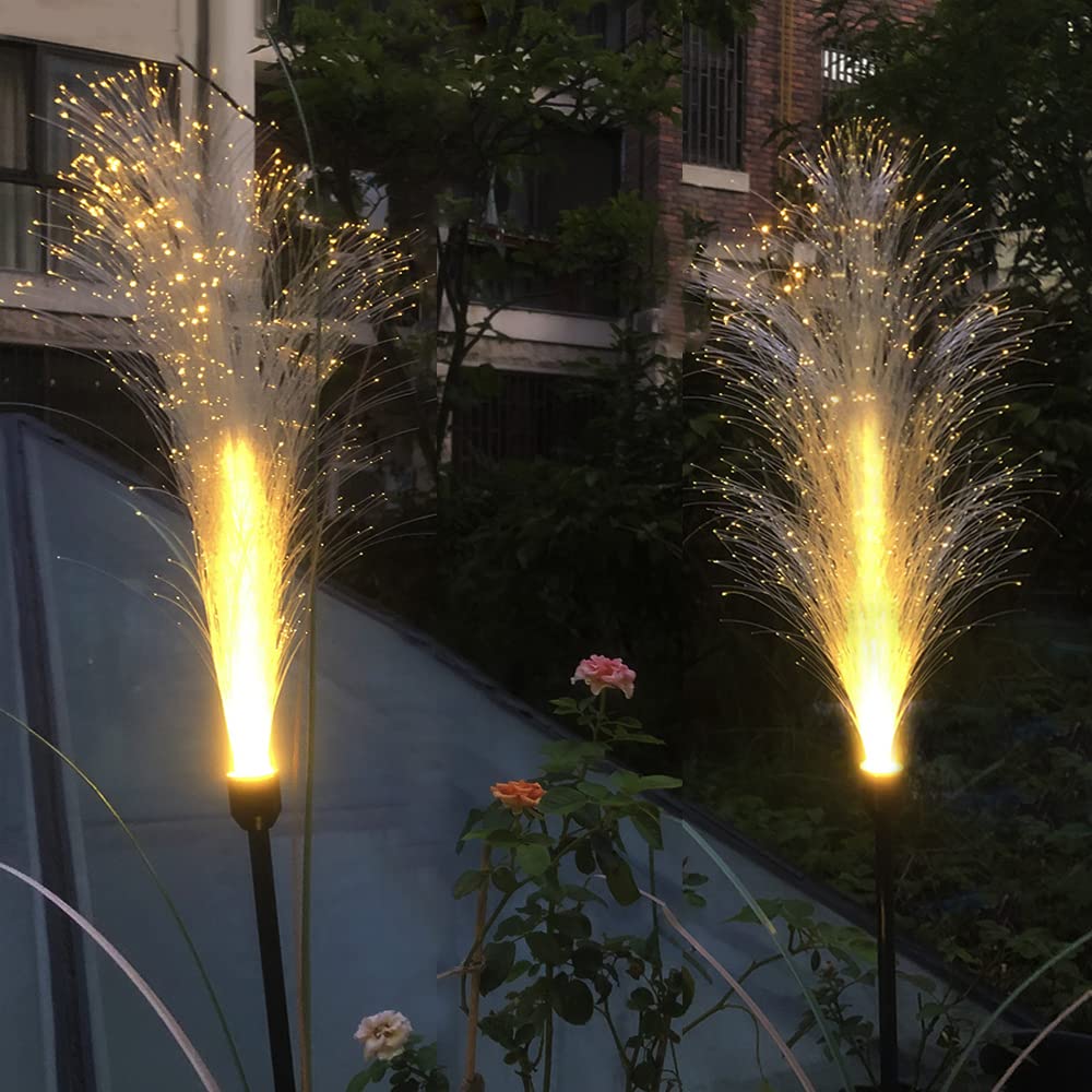 buywin Bulrush Solar Optical Lamps Reed Shaped LED Waterproof Outdoor Garden Landscape Lights, Solar Flower Lights for Courtyard Pathway Flowerbed Patio Lawn Décor(2Pcs)