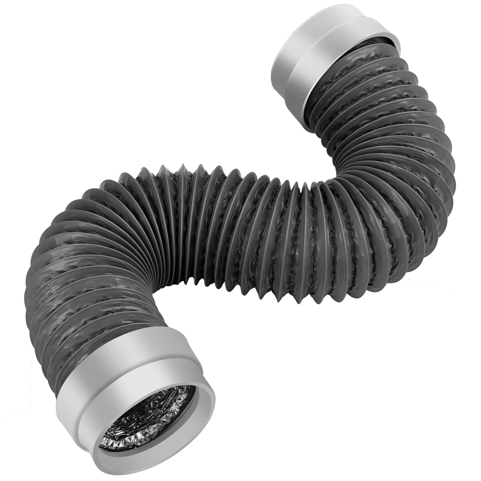 Photo 1 of 3FT Dryer Vent Hose 4 Inch, Heavy Duty 6-Layer Flexible Aluminum Dryer Duct with Rubber Seal Connectors, Heat Resistant Easy-Install Dryer Exhaust Hose for Tight Spaces, Universal Dryer Vent Kit