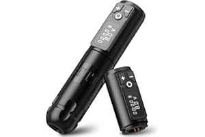 Ambition Soldier Rotary Battery Pen with Extra Battery Tattoo Cartridge Machine 2400mAh Wireless Power Japan Coreless Motor Digital LED Display Tattoo Equipment Supply for Professional Tattoo Artists