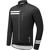 Przewalski Men's Cycling Rain Jacket Waterproof Windproof,Full-Zip Windbreaker Reflective Zipper Pockets for Running Hiking