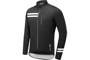 Przewalski Men's Cycling Rain Jacket Waterproof Windproof,Full-Zip Windbreaker Reflective Zipper Pockets for Running Hiking