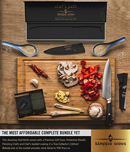 Best Kitchen Knife 8 Inch - Professional Chef Knife - Ultra Sharp Chefs Knife - German High Carbon Stainless Steel -Amazing Value with Sheath, Exquisite Gift Packaging & Booklet - CHEF'S PATH - Thumbnail 4