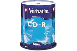 Verbatim CD-R Blank Discs 700MB 80 Minutes 52X Recordable Disc for Data and Music - 100pk Spindle Frustration Free Packaging,