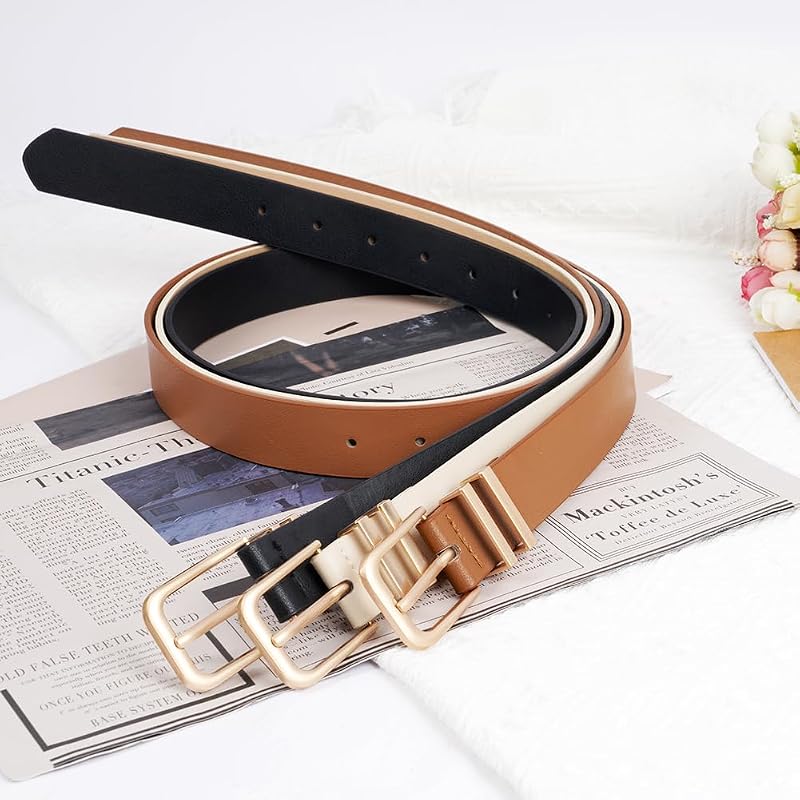 Cintos femininos, cinto ajustável de 3 peças para senhoras da moda com fivela de liga leve, cinto clássico de moda de 100 cm, cinto de jeans para jeans, calças, vestidos