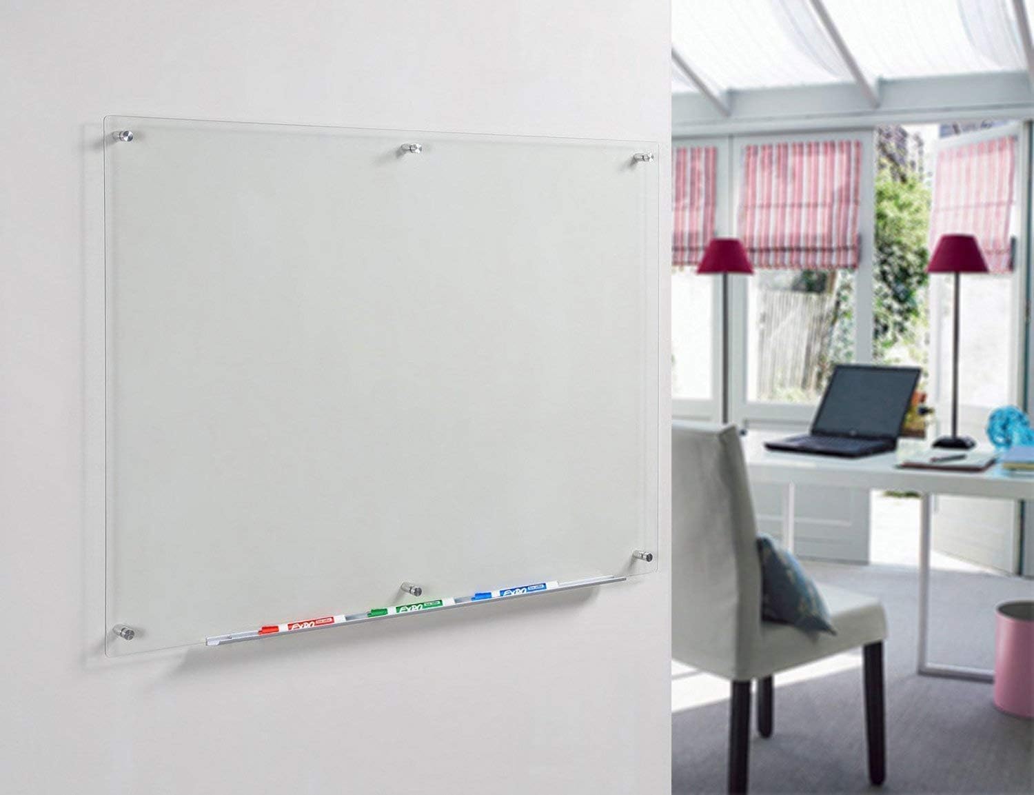 Audio-Visual Direct Clear Glass Dry-Erase Board Set - 80 cm x 110 cm - (Non-Magnetic), Clear Transparent (80 cm x 110 cm), 80 x 110 cm - Image 5