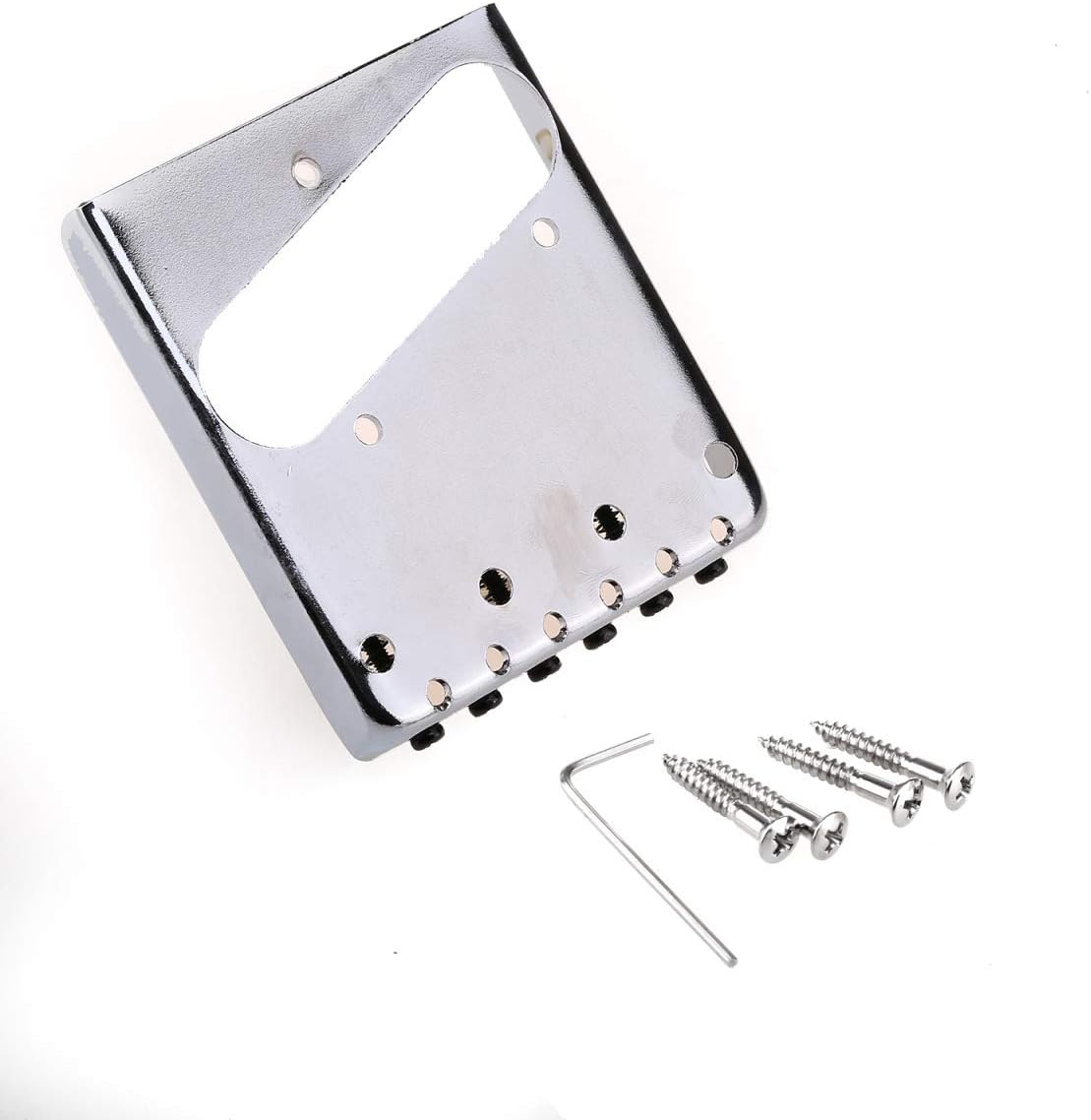 Wilkinson 54mm(2-1/8 inch) String Spacing Vintage Ashtray Telecaster Bridge 6 Brass Saddles for Tele Style Guitar Chrome - Image 4