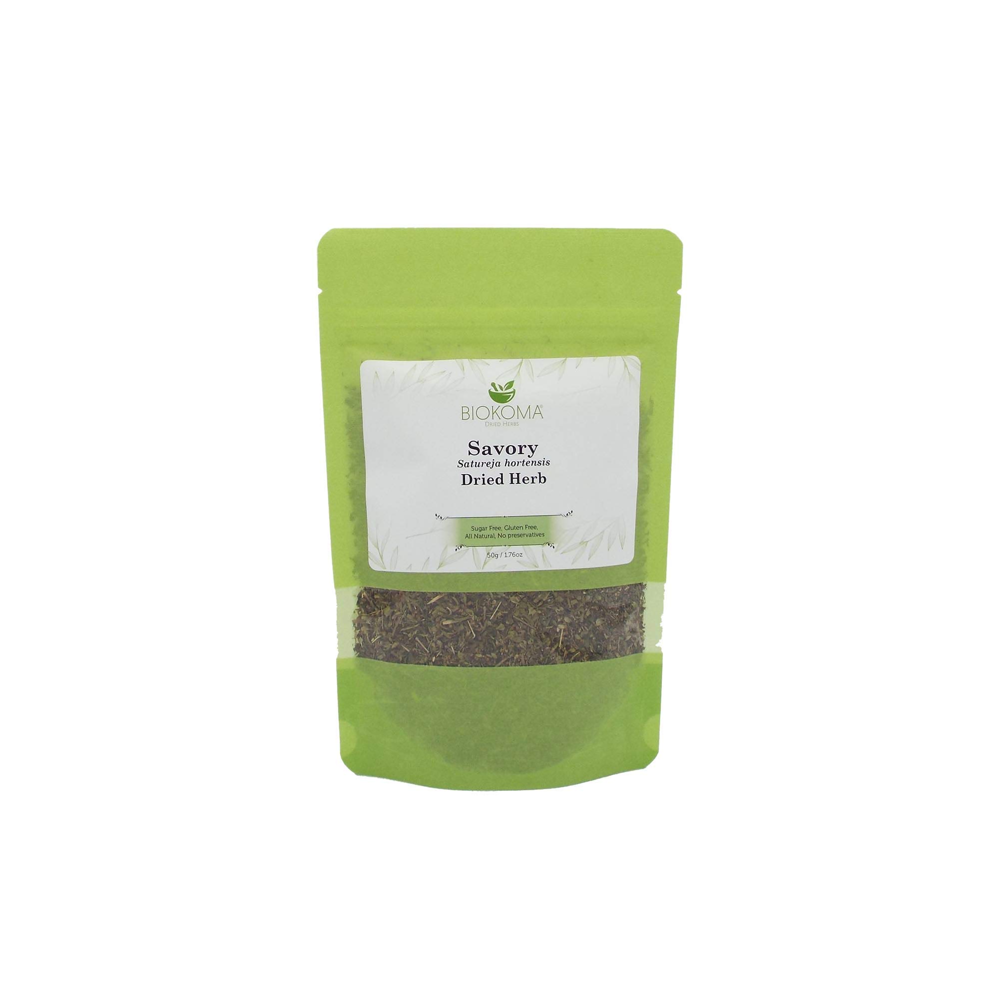 Biokoma Pure and Natural Savory Dried Herb 50g (1.76oz) In Resealable Moisture Proof Pouch - Herbal Tea, No Additives, No Preservatives