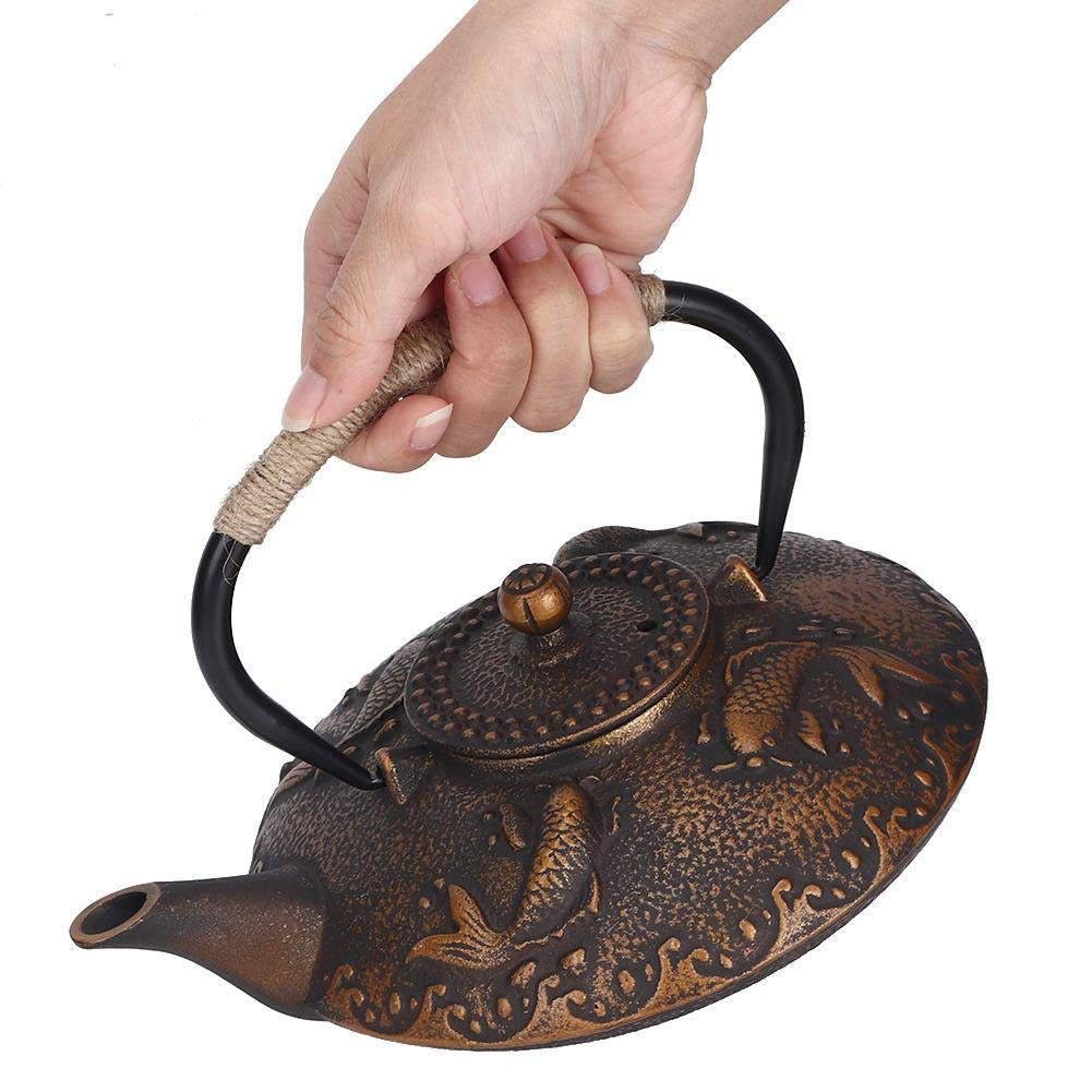 Cast Iron Teapot,0.9L Retro Carp Japanese Style Classic Cast Iron Tea Kettle,Elegant Color&Wonderful Workmanship,Durable Construction for Ornament,Gift,Collection