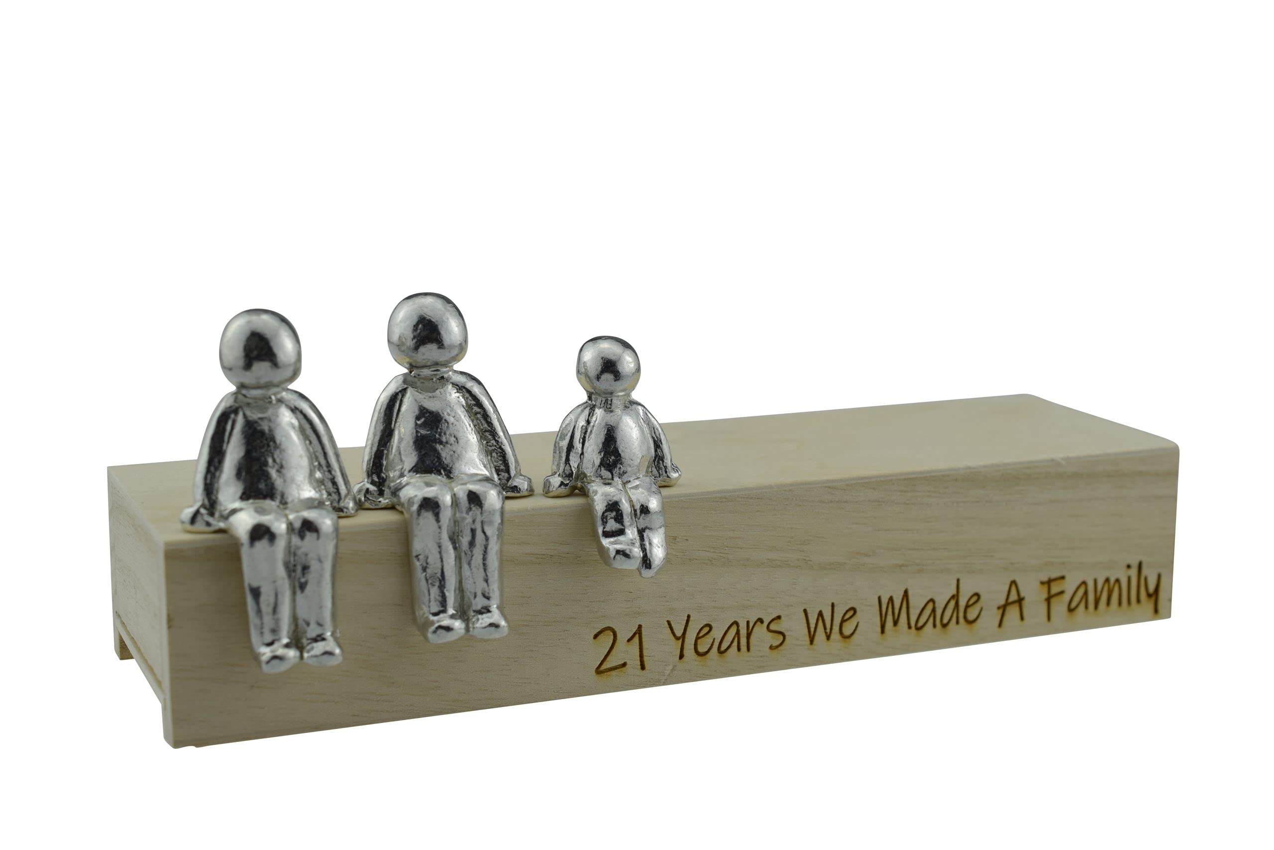 Pirantin 21st Anniversary Idea - 21 Years We Made A Family Metal Ornament - Choose Your Family Combination Box & Woodgrain May Vary(1 Child)
