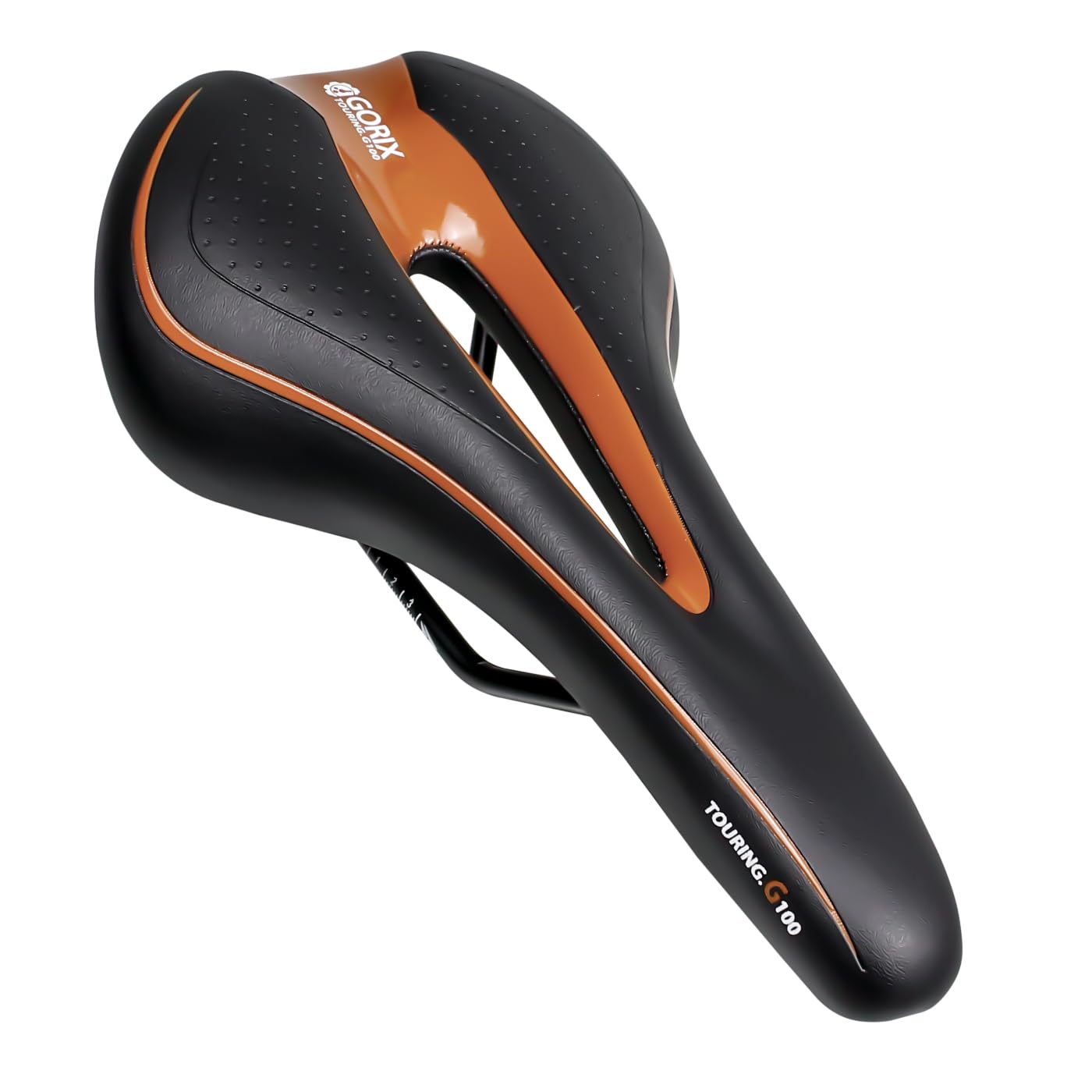 GORIX Bike Saddle Seat Comfortable Cushion with Rail Mountain Road Bicycle for Men and Women (GX-C19) (Black×Brown)
