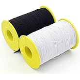 Milcraft (2 Rolls) White AND Black Elastic Thread 547 Yard Package 0.5mm Thickness
