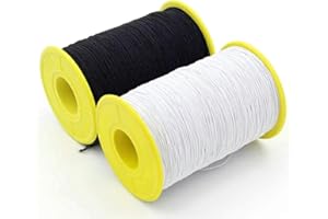 Milcraft (2 Rolls) White AND Black Elastic Thread 547 Yard Package 0.5mm Thickness
