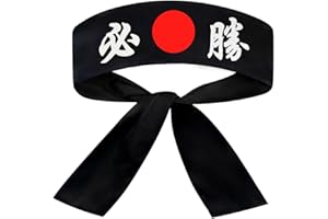 SUNRISE Japanese Sushi Chef Hachimaki Karate Headband - Black Victory