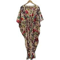 Kaftan De Algodón Largo, Kaftan Con Estampado De Jaipuri, Bata De Kaftan Con Estampado De Bloque De Kimono, Vestido De Playa De Stich De Algodón, Vestido De Noche De Mujer Maxi Vestido
