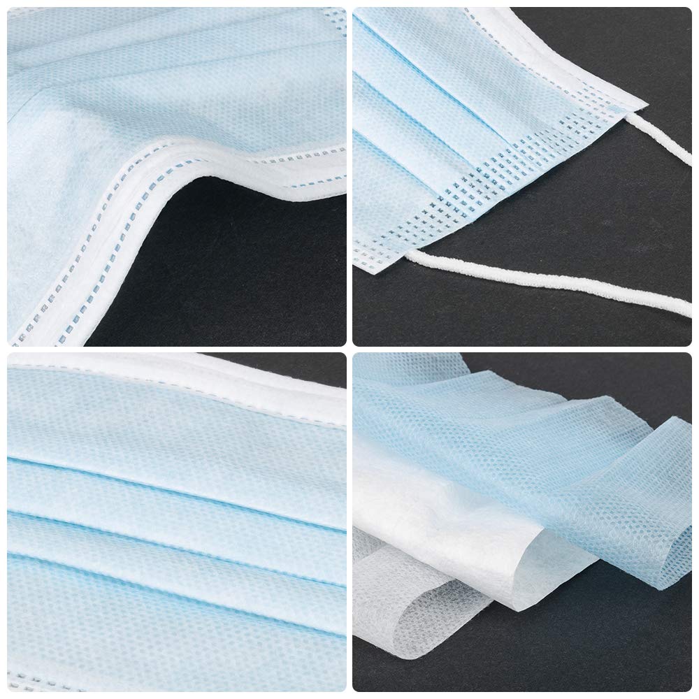 Disposable Face Masks, Breathable Mask for Face Anti Dust Pollen, Daily Protection Mask with Filter Layer and Knitted Earloops Blue Face Mask (Pack of 50): Industrial & Scientific