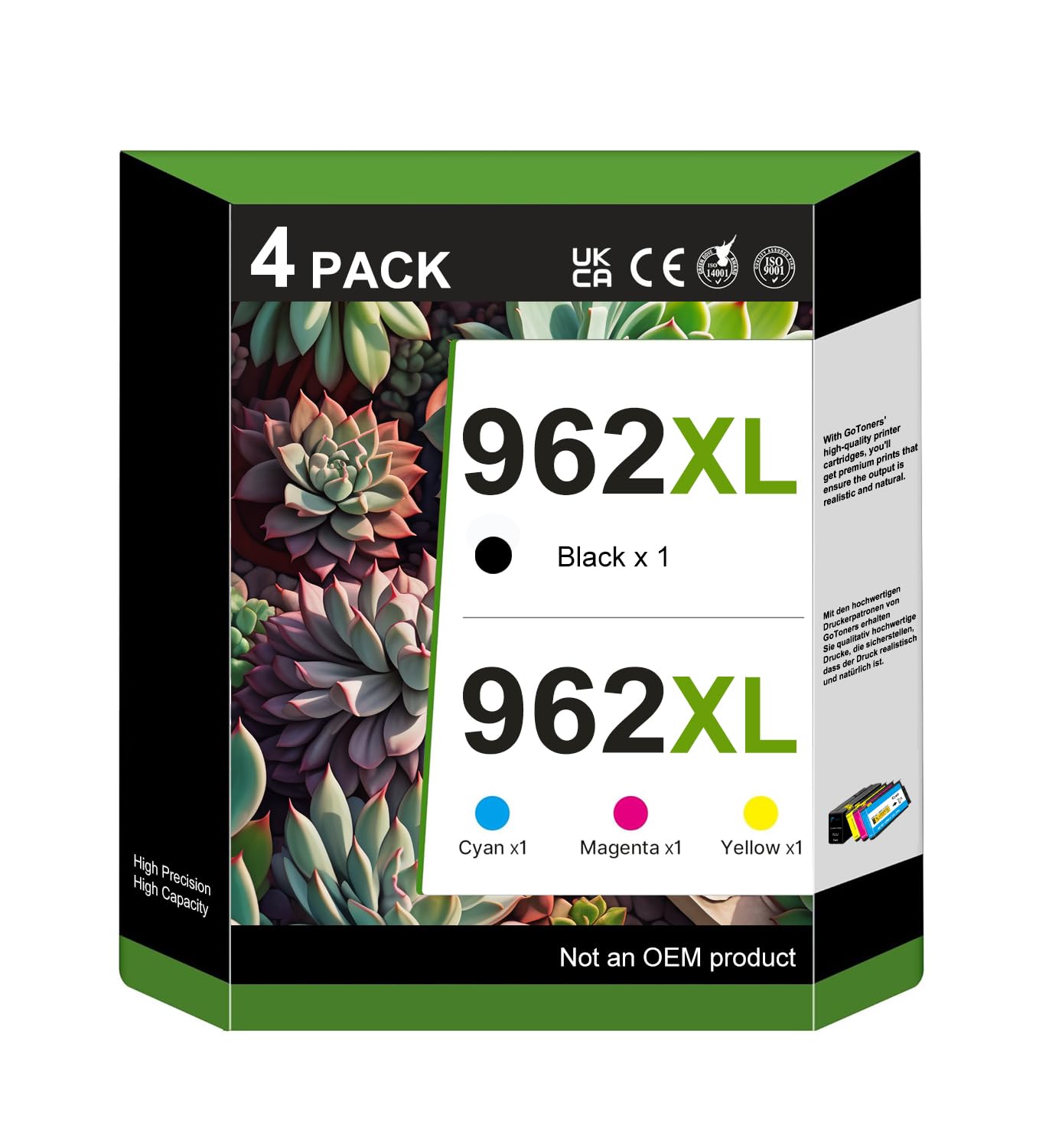 Photo 1 of GoToners 962XL Ink Cartridges for HP Printers Replacement for HP 962XL Ink Cartridge Combo Pack HP962 Work for HP Officejet Pro 9010 Ink Cartridges 9015 9018 9020 9022 9025 Printers (Black & CMY)