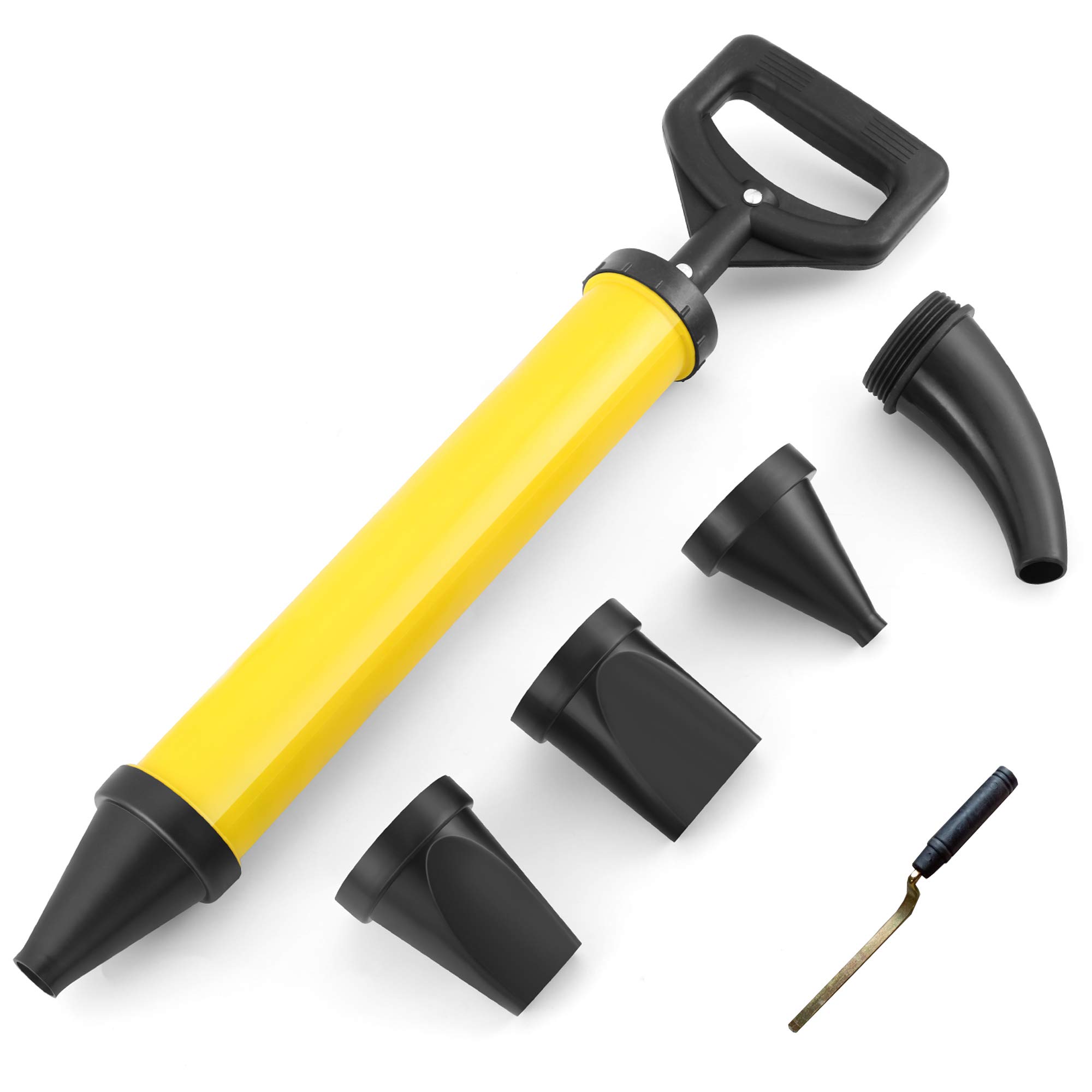 Suzzam Cement Caulking Gun, Caulking Pump, Grouting Gun Sprayer Applicator Tool with Pointing Trowel (5 Nozzle)