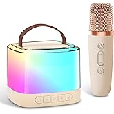 Karaoke Machine for Kids Portable Speaker with Wireless Microphone for Illusionary Flowing Light,Karaoke Toys Gifts for Girls & Boys Ages 4-12 +Year Old Birthday Party