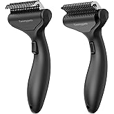 Taomypets Self Cleaning Grooming Rake Brush for Shedding Gently Removes Loose Undercoat Mats Tangled Deshedding Grooming Tool for Dogs Cats Extra Wide (Black)